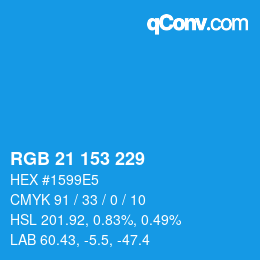 Farbcode: RGB 21 153 229 | qconv.com