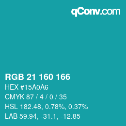 Color code: RGB 21 160 166 | qconv.com