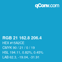 カラーコード: RGB 21 162.8 206.4 | qconv.com
