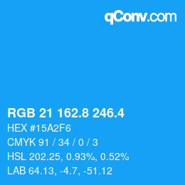 カラーコード: RGB 21 162.8 246.4 | qconv.com
