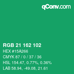 Color code: RGB 21 162 102 | qconv.com