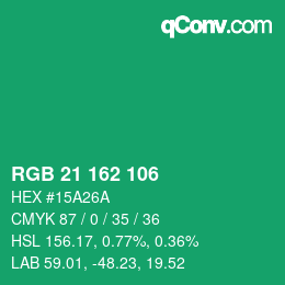 Color code: RGB 21 162 106 | qconv.com