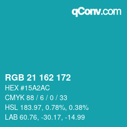 Color code: RGB 21 162 172 | qconv.com