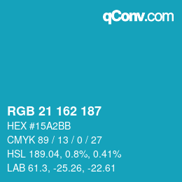 Color code: RGB 21 162 187 | qconv.com