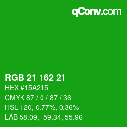 Color code: RGB 21 162 21 | qconv.com
