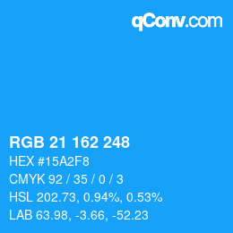 Color code: RGB 21 162 248 | qconv.com