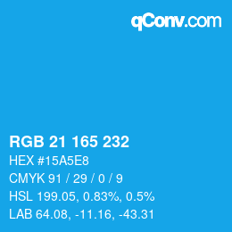 Color code: RGB 21 165 232 | qconv.com