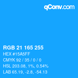 Color code: RGB 21 165 255 | qconv.com