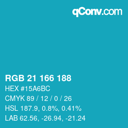 Color code: RGB 21 166 188 | qconv.com