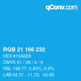 Color code: RGB 21 166 232 | qconv.com