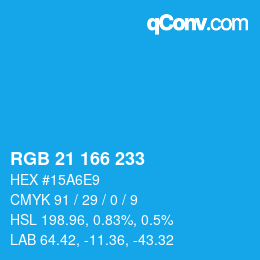 Color code: RGB 21 166 233 | qconv.com