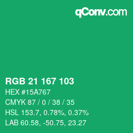 Color code: RGB 21 167 103 | qconv.com