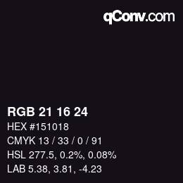 Color code: RGB 21 16 24 | qconv.com