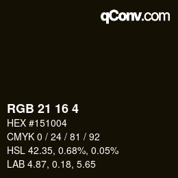 Color code: RGB 21 16 4 | qconv.com