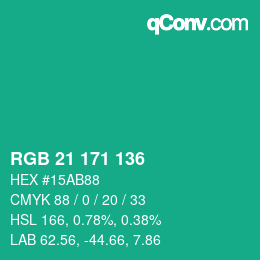 Color code: RGB 21 171 136 | qconv.com