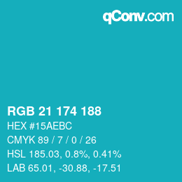 Color code: RGB 21 174 188 | qconv.com