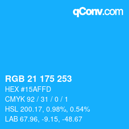 Color code: RGB 21 175 253 | qconv.com