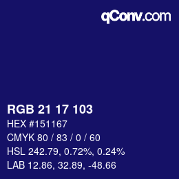 Color code: RGB 21 17 103 | qconv.com