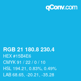カラーコード: RGB 21 180.8 230.4 | qconv.com