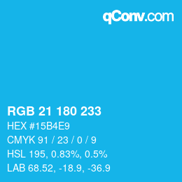 Color code: RGB 21 180 233 | qconv.com