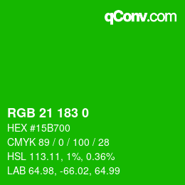 Color code: RGB 21 183 0 | qconv.com