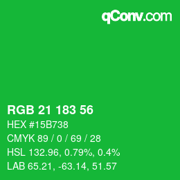 Color code: RGB 21 183 56 | qconv.com