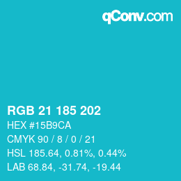 カラーコード: RGB 21 185 202 | qconv.com