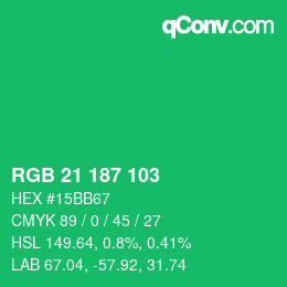 Color code: RGB 21 187 103 | qconv.com