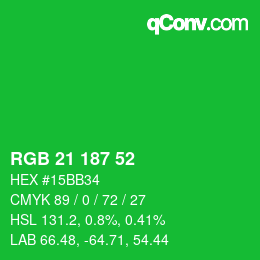 Color code: RGB 21 187 52 | qconv.com