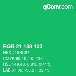 Color code: RGB 21 188 103 | qconv.com