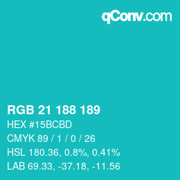 Color code: RGB 21 188 189 | qconv.com