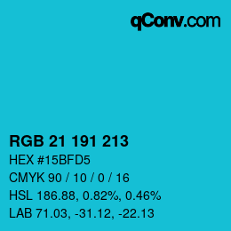 Color code: RGB 21 191 213 | qconv.com