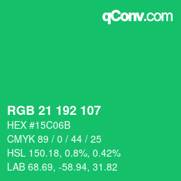 Color code: RGB 21 192 107 | qconv.com