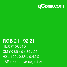 Color code: RGB 21 192 21 | qconv.com