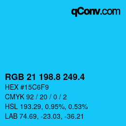 カラーコード: RGB 21 198.8 249.4 | qconv.com