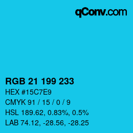 Color code: RGB 21 199 233 | qconv.com