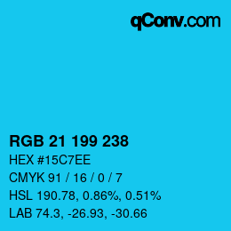Color code: RGB 21 199 238 | qconv.com