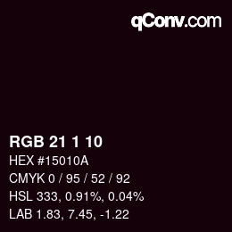 Color code: RGB 21 1 10 | qconv.com