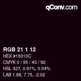 Color code: RGB 21 1 12 | qconv.com