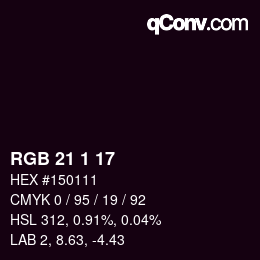 Color code: RGB 21 1 17 | qconv.com