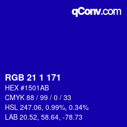 Color code: RGB 21 1 171 | qconv.com
