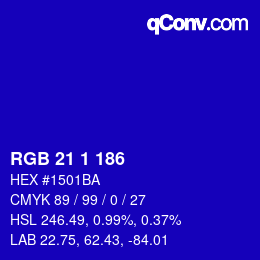 カラーコード: RGB 21 1 186 | qconv.com