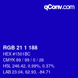 Color code: RGB 21 1 188 | qconv.com
