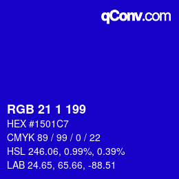 Color code: RGB 21 1 199 | qconv.com