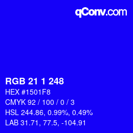カラーコード: RGB 21 1 248 | qconv.com