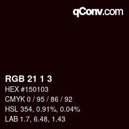 Color code: RGB 21 1 3 | qconv.com