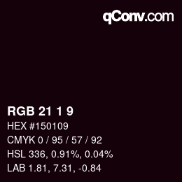 Color code: RGB 21 1 9 | qconv.com