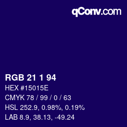 Color code: RGB 21 1 94 | qconv.com