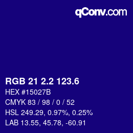 カラーコード: RGB 21 2.2 123.6 | qconv.com