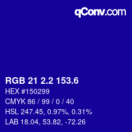 カラーコード: RGB 21 2.2 153.6 | qconv.com